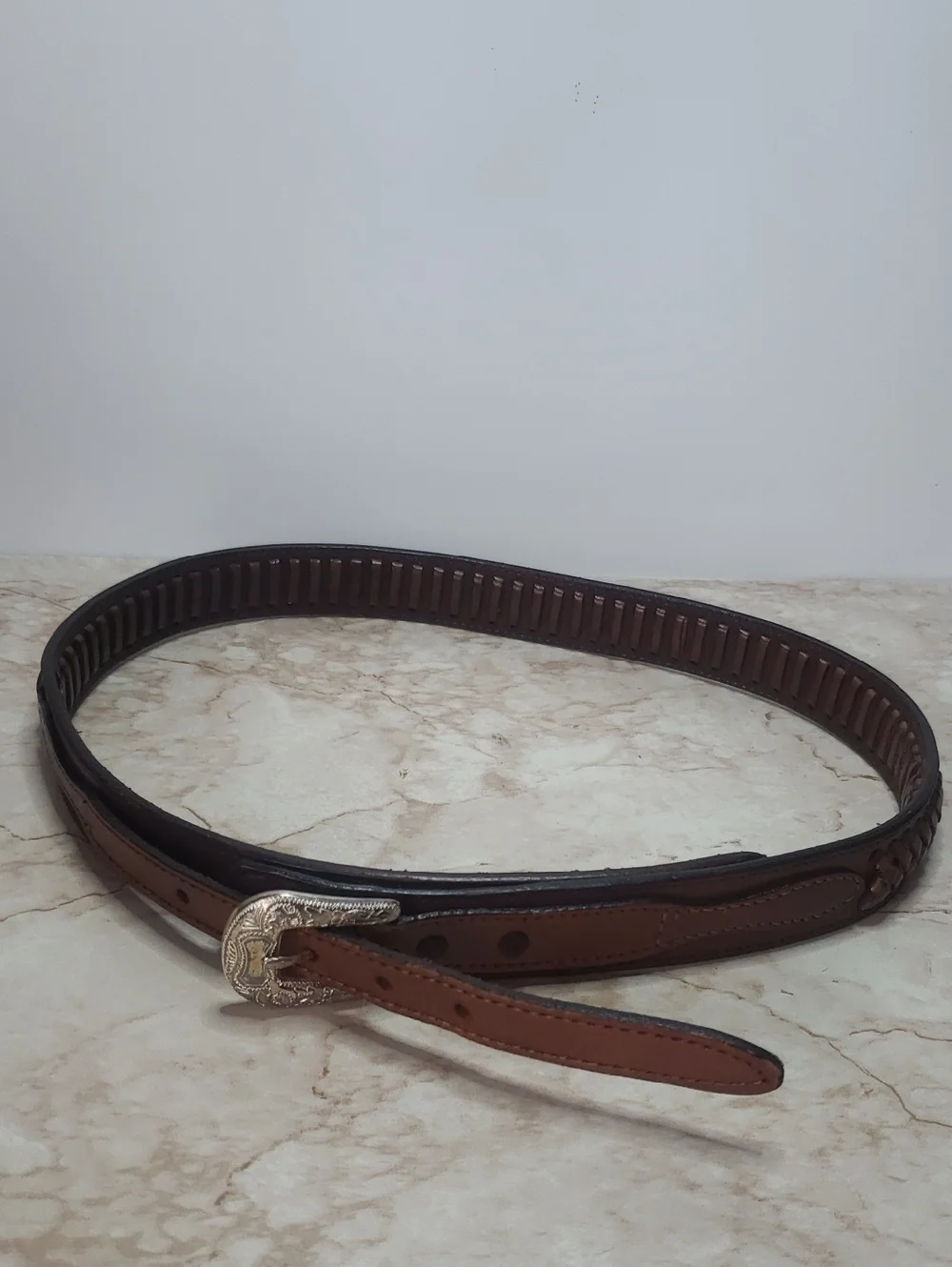 Twenty X By Wrangler Brown Leather Men’s Belt with Woven Detail Size 32